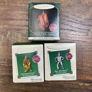 Hallmark Keepsake Ornament Miniatures Wizard of Oz Lot of 3 Tin Man Lion Slipper